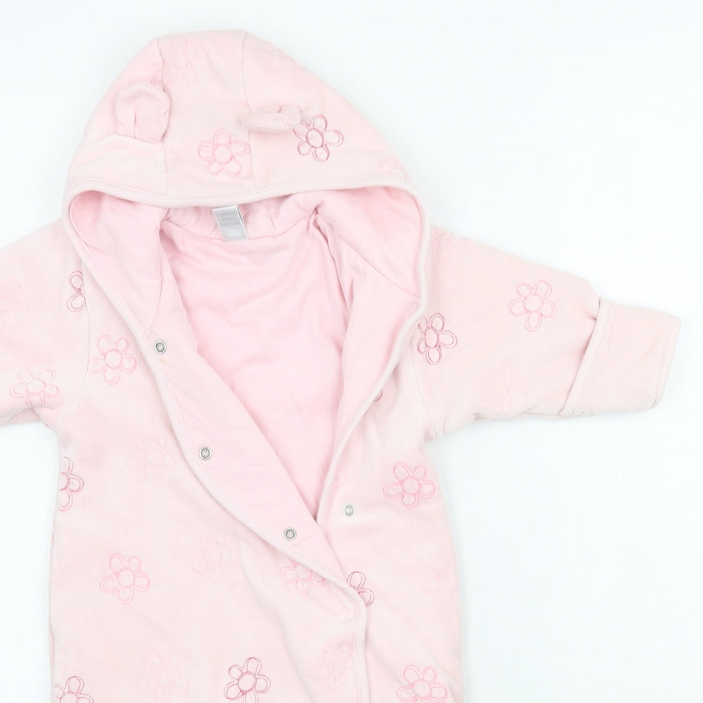 NEXT Girls Pink Floral  Babygrow One-Piece Size 6-9 Months