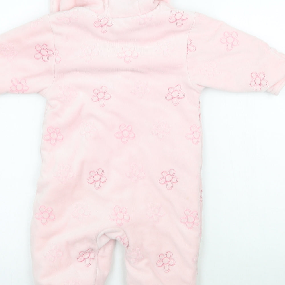 NEXT Girls Pink Floral  Babygrow One-Piece Size 6-9 Months