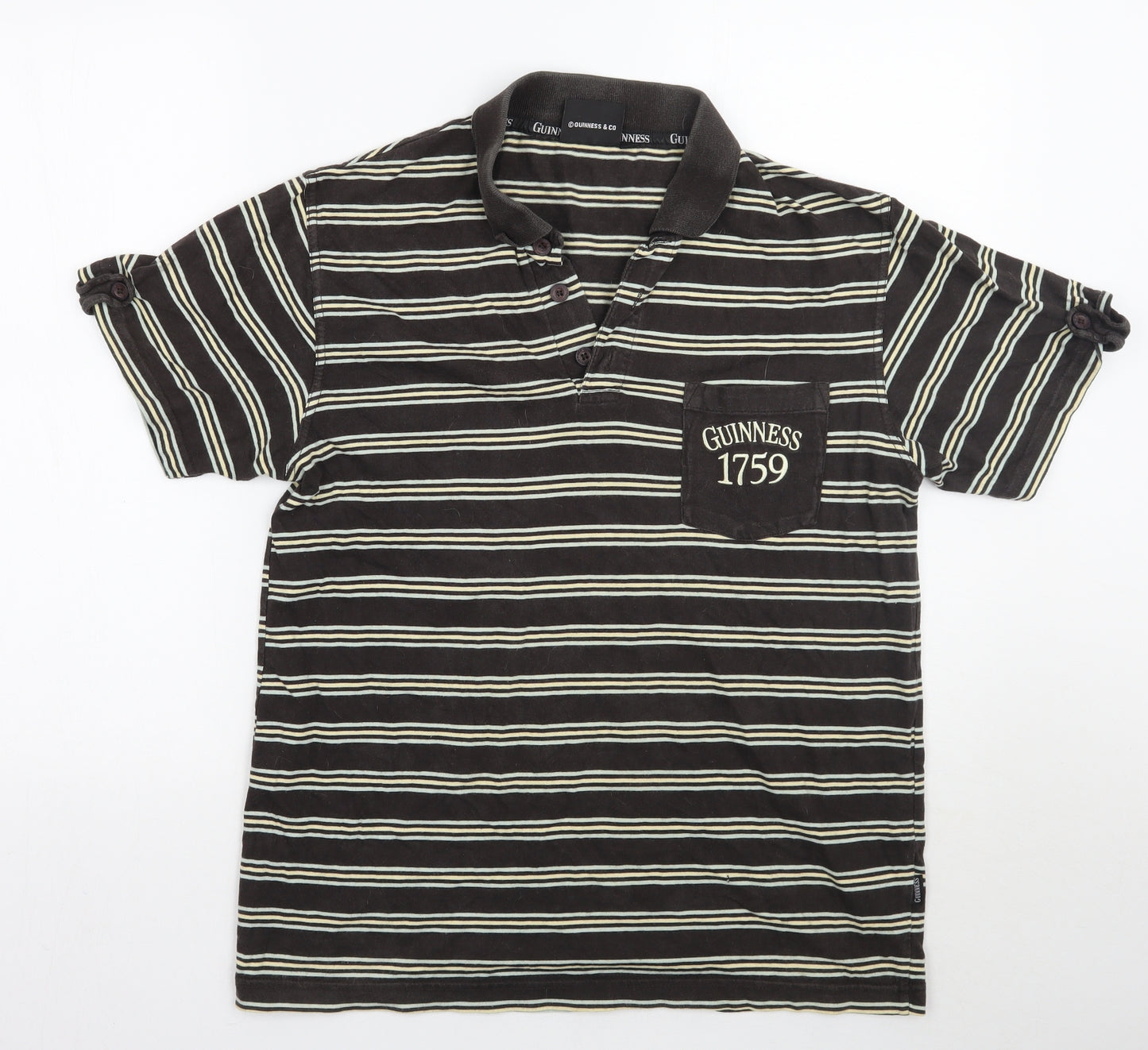 Guinness Mens Brown Striped   T-Shirt Size M