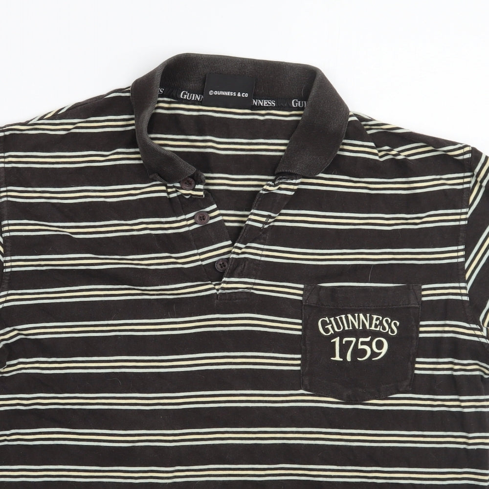 Guinness Mens Brown Striped   T-Shirt Size M