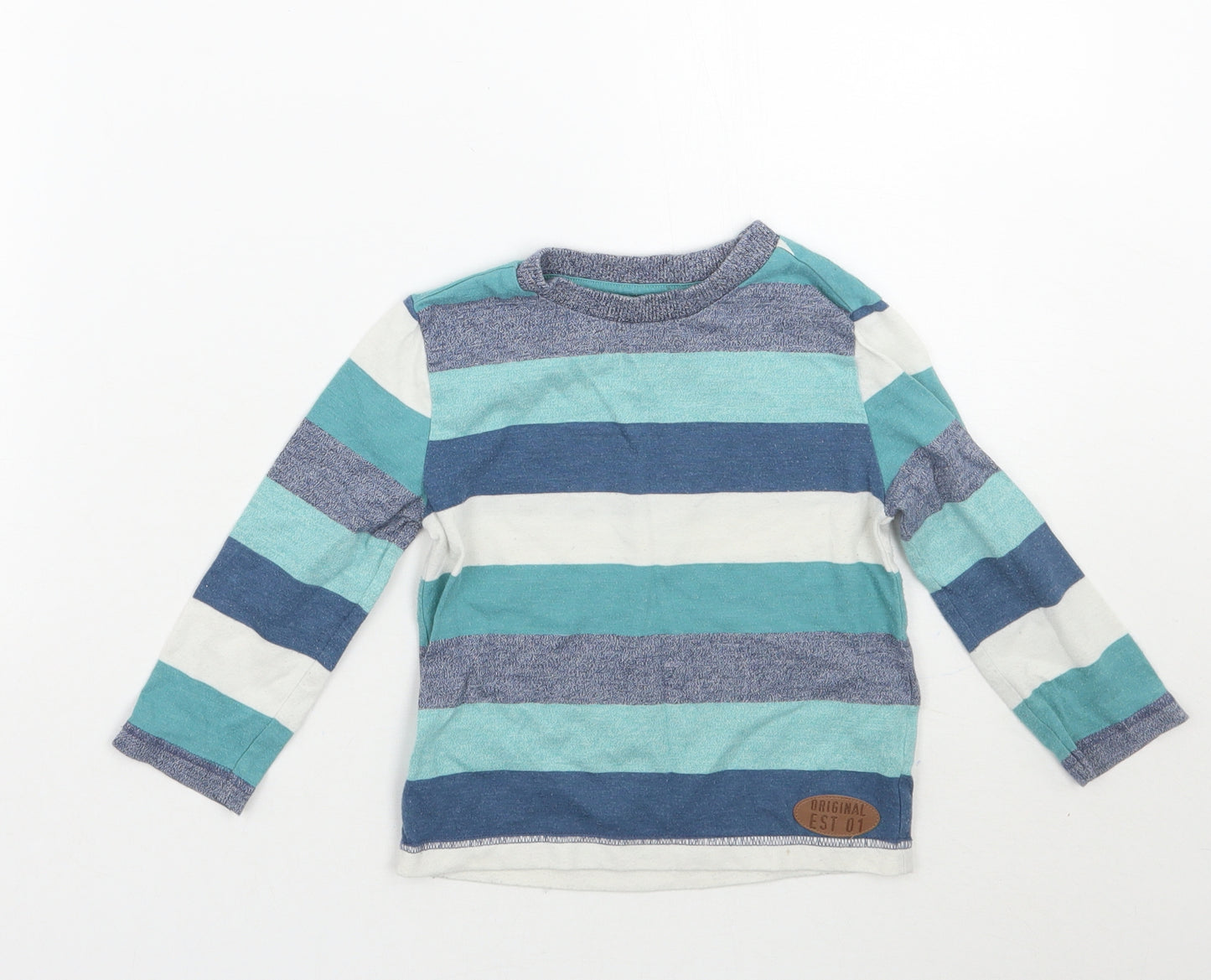F&F Boys Blue Striped  Basic T-Shirt Size 18-24 Months