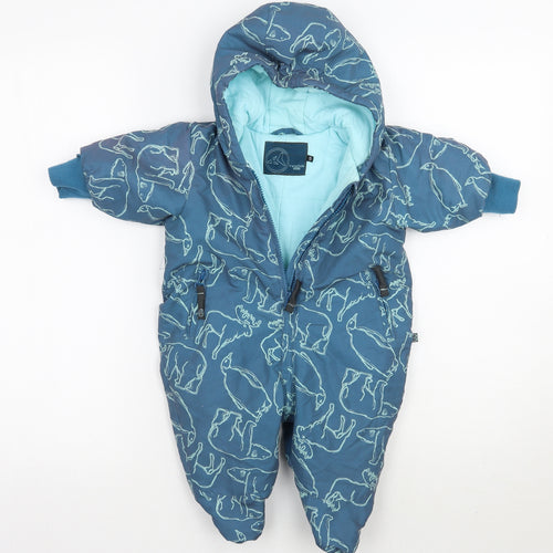 fransa Baby Blue Geometric  Babygrow One-Piece Size 0-3 Months