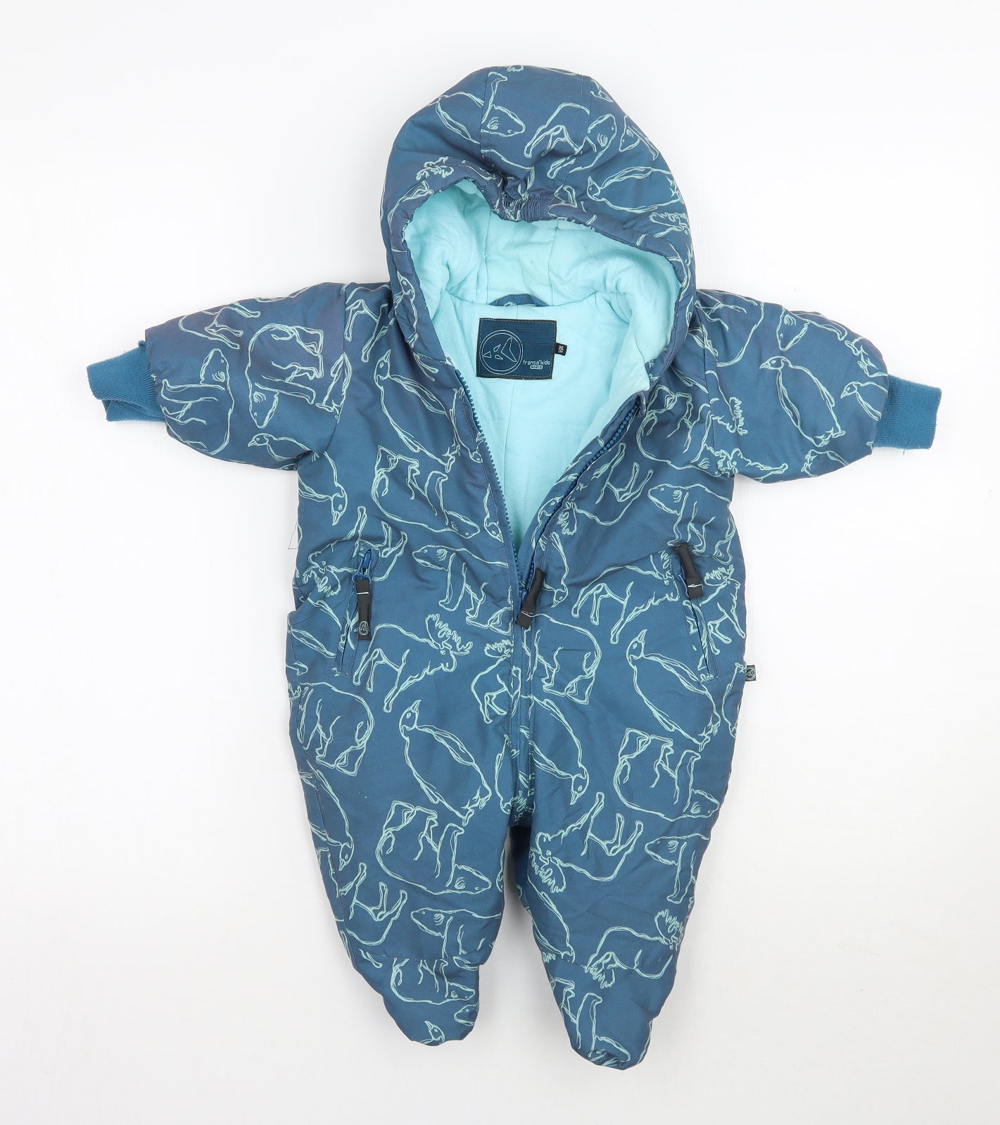 fransa Baby Blue Geometric  Babygrow One-Piece Size 0-3 Months