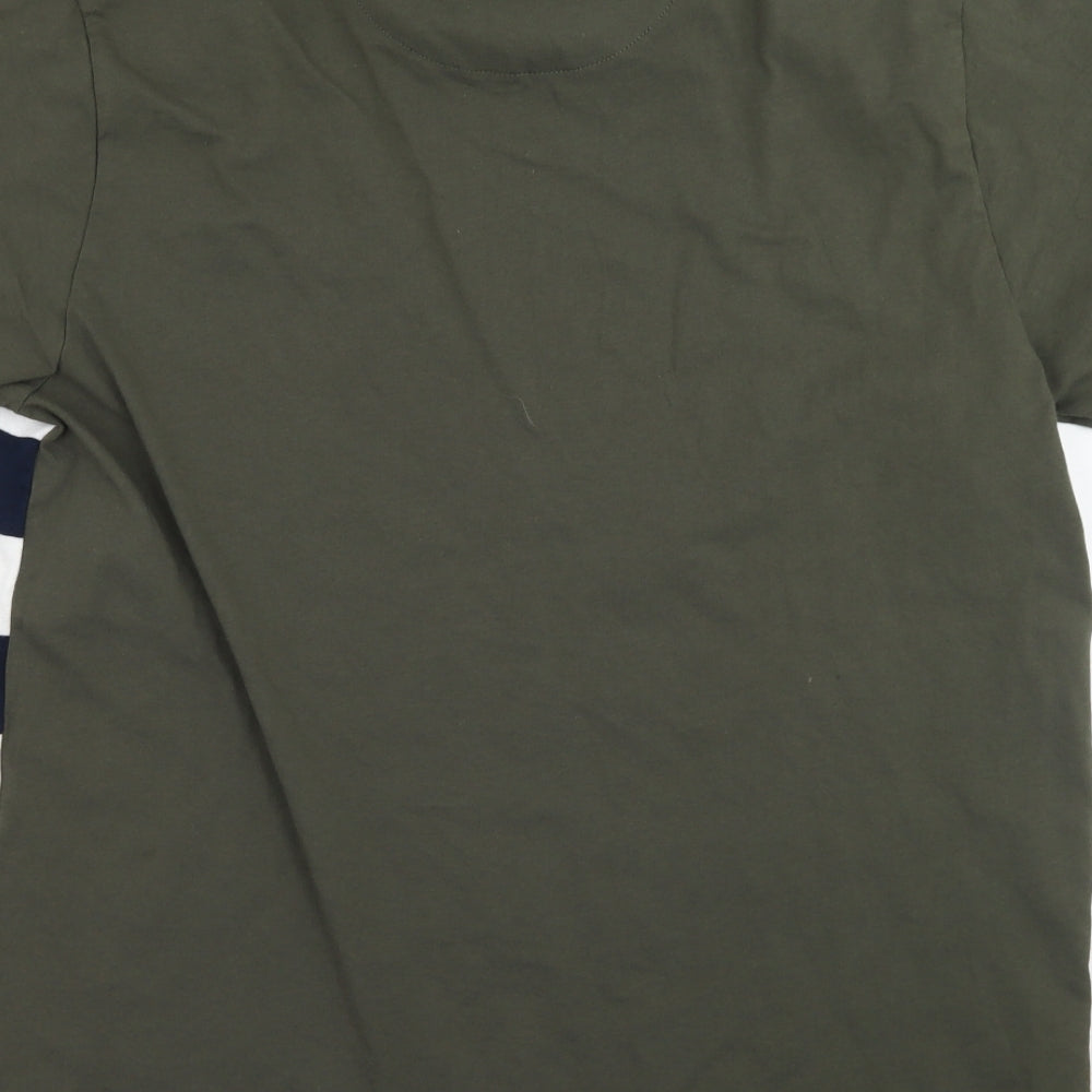 Easy Mens White Striped   T-Shirt Size L
