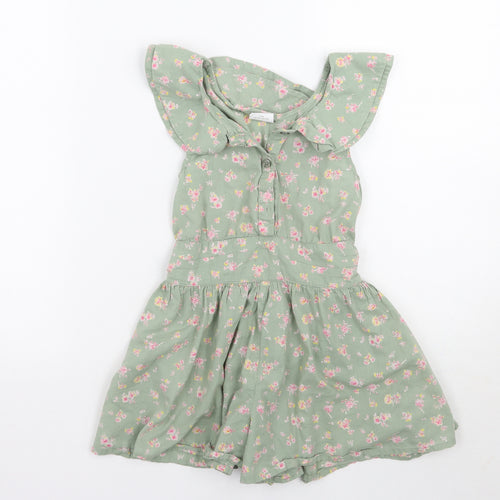 NEXT Girls Green Floral  Playsuit One-Piece Size 7 Years