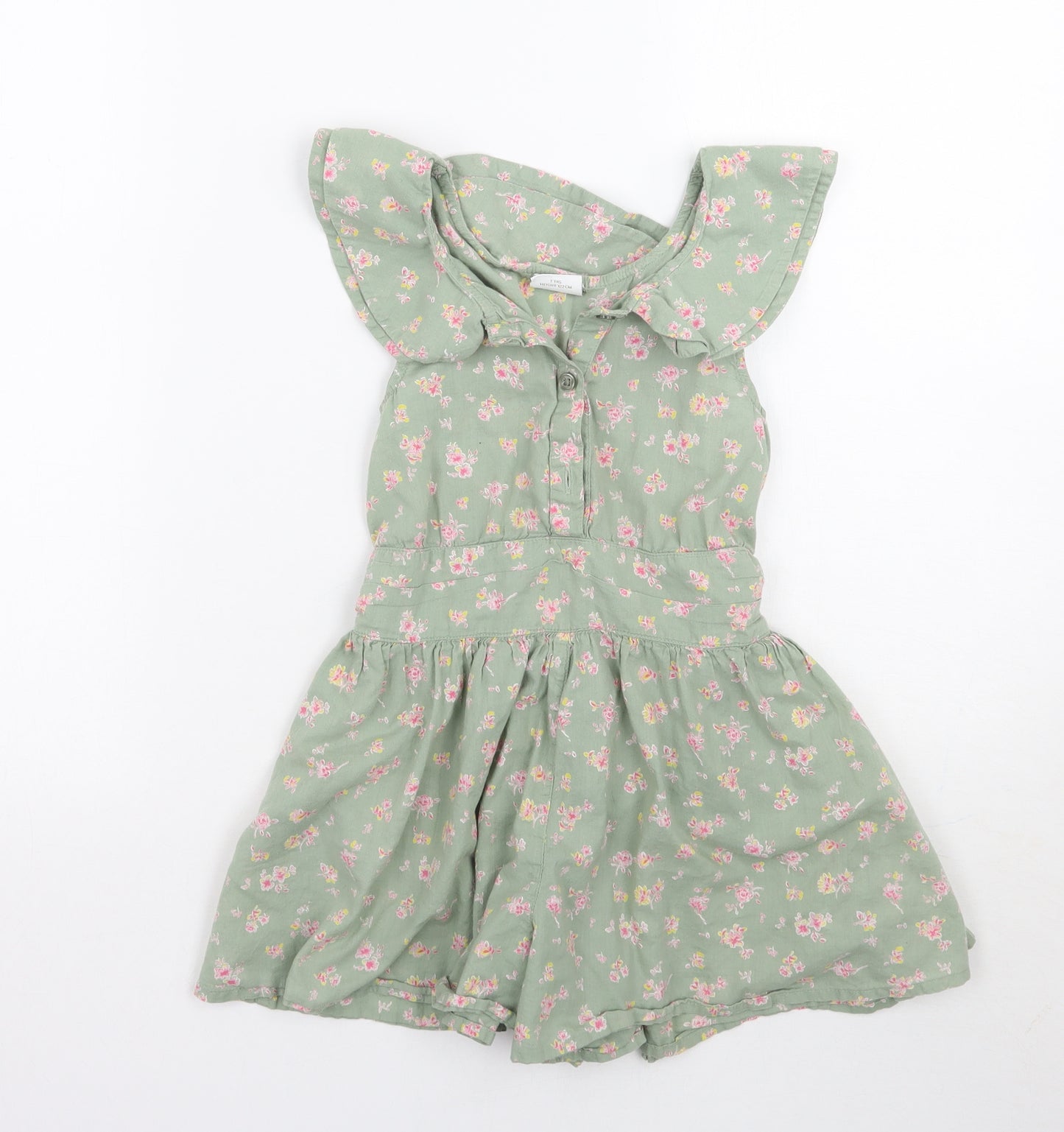 NEXT Girls Green Floral  Playsuit One-Piece Size 7 Years