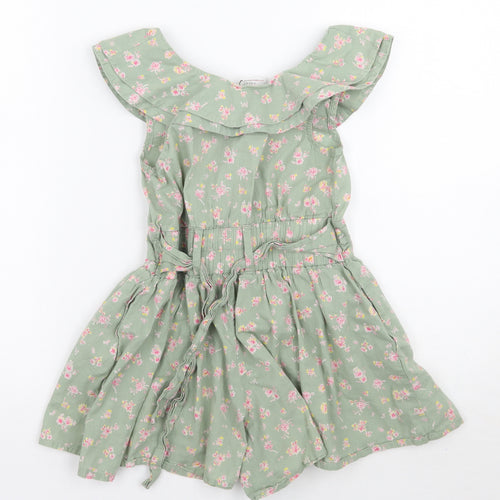 NEXT Girls Green Floral  Playsuit One-Piece Size 7 Years