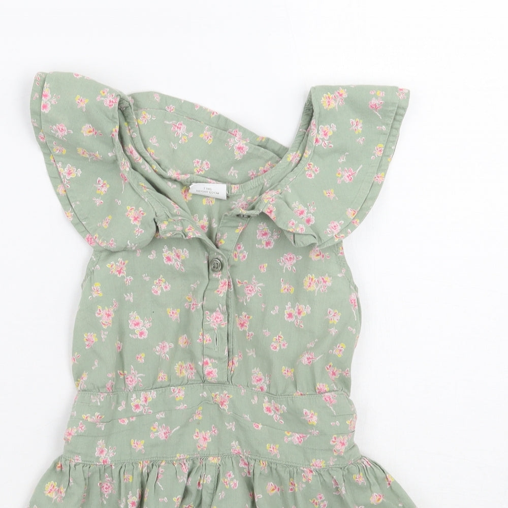 NEXT Girls Green Floral  Playsuit One-Piece Size 7 Years