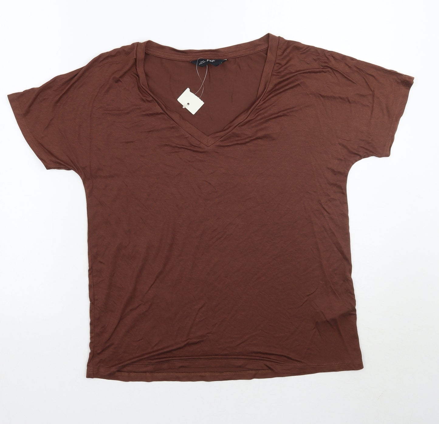 F&F Womens Brown   Basic T-Shirt Size 10