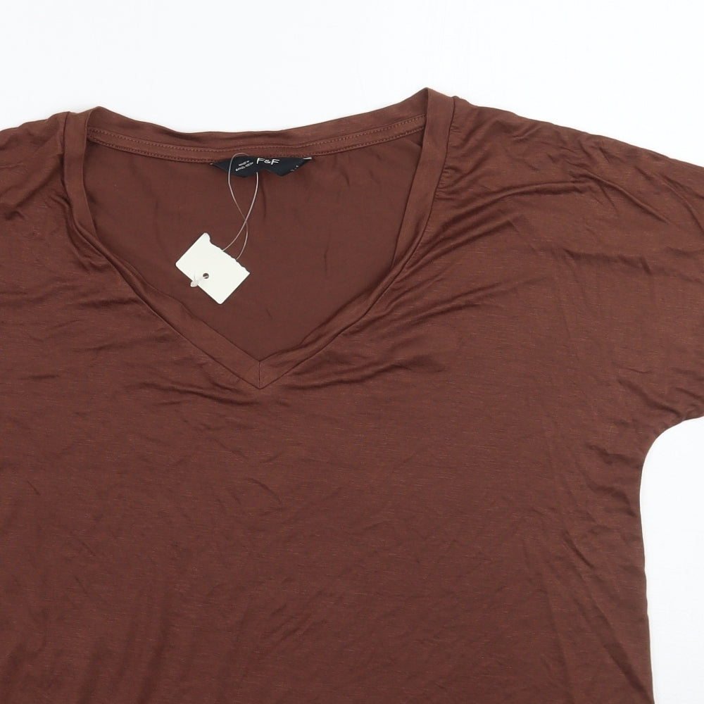 F&F Womens Brown   Basic T-Shirt Size 10