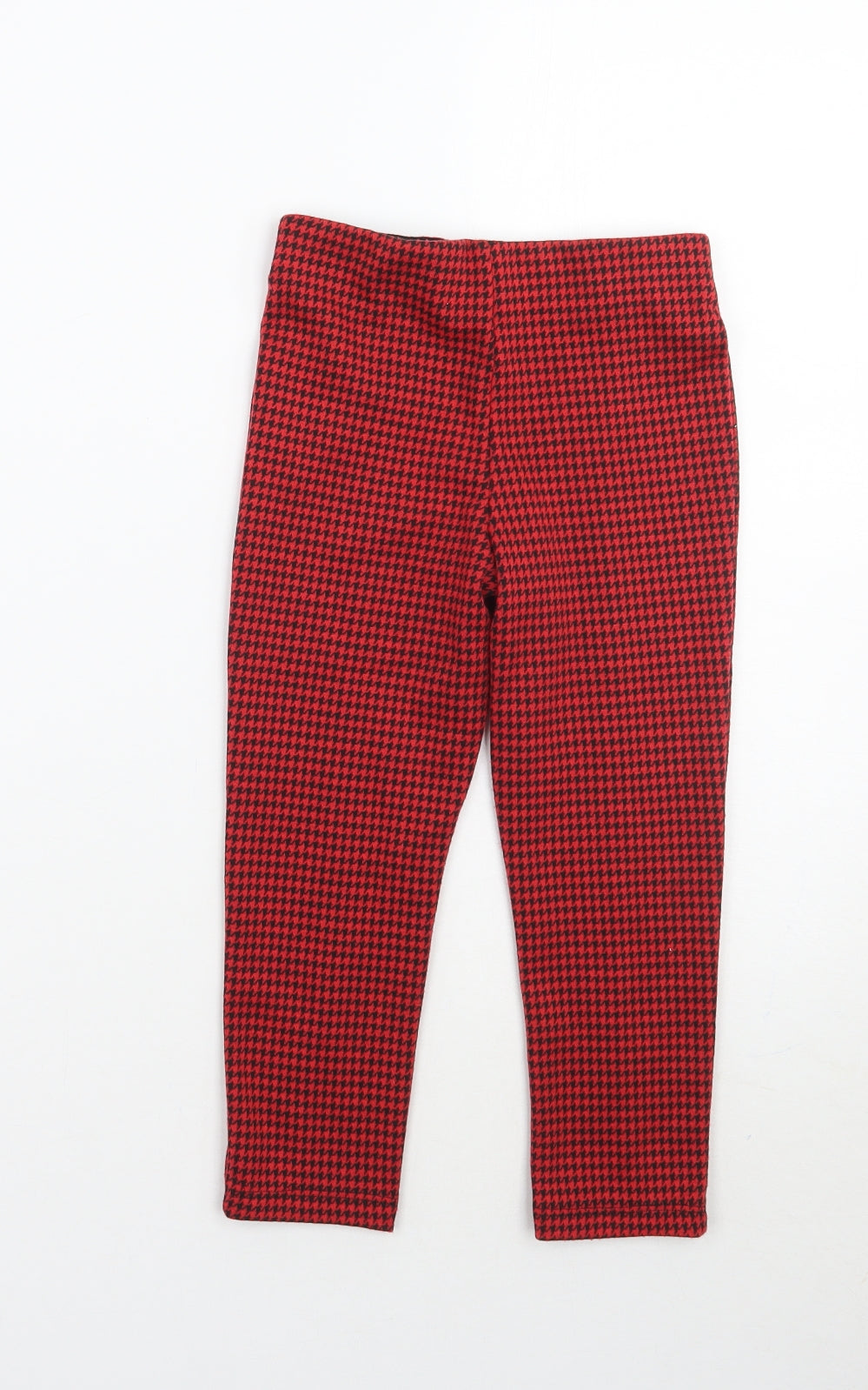 Matalan Girls Red Check  Jegging Trousers Size 4 Years