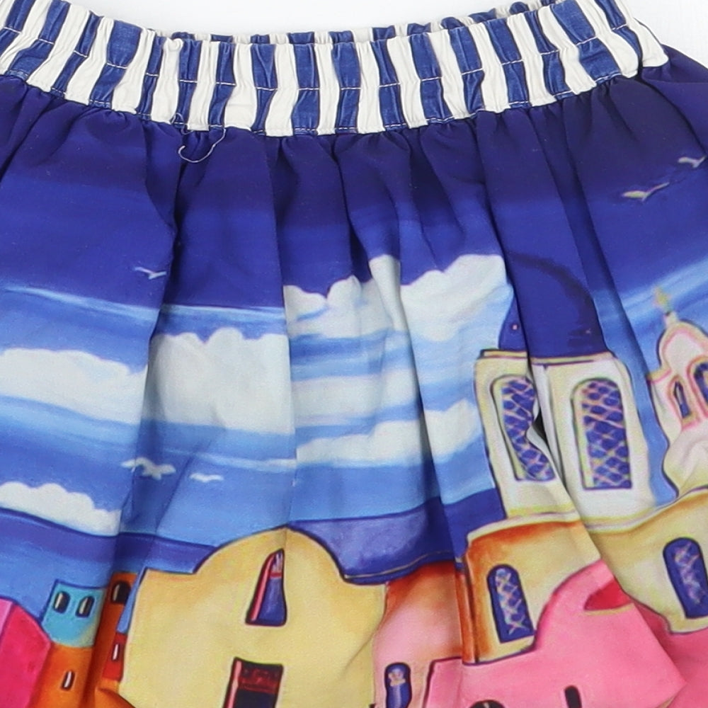 Rosalina Girls Blue Striped  A-Line Skirt Size 4 Years