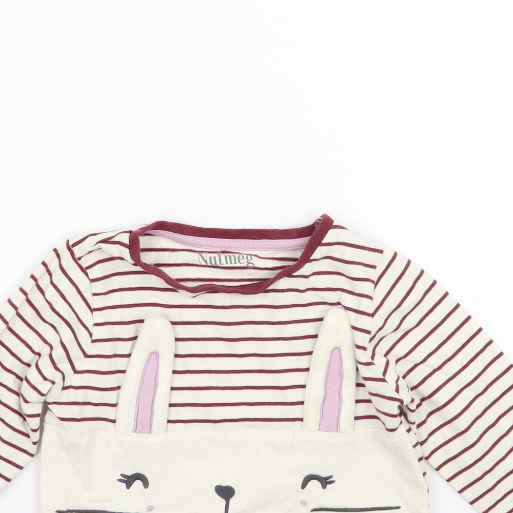 Nutmeg Girls Ivory Striped  Basic T-Shirt Size 3-4 Years