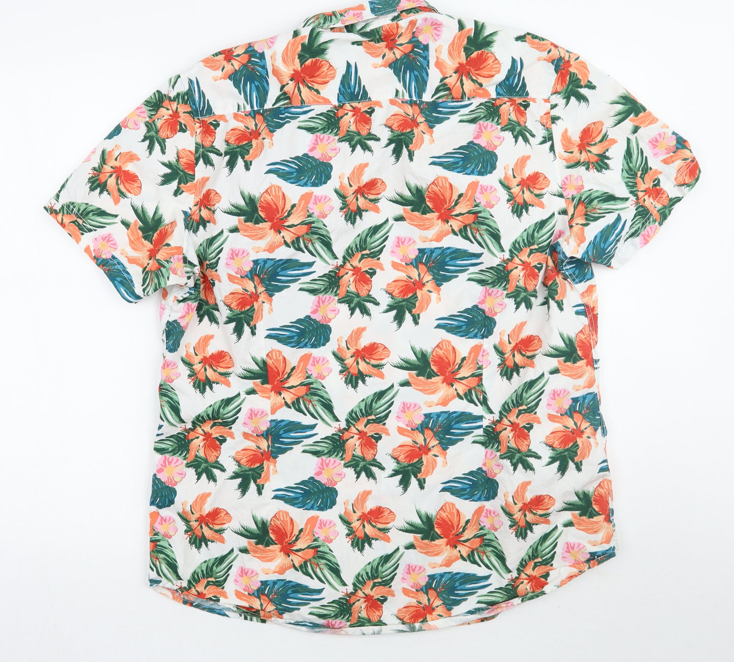 Burton Mens White Floral   Button-Up Size L