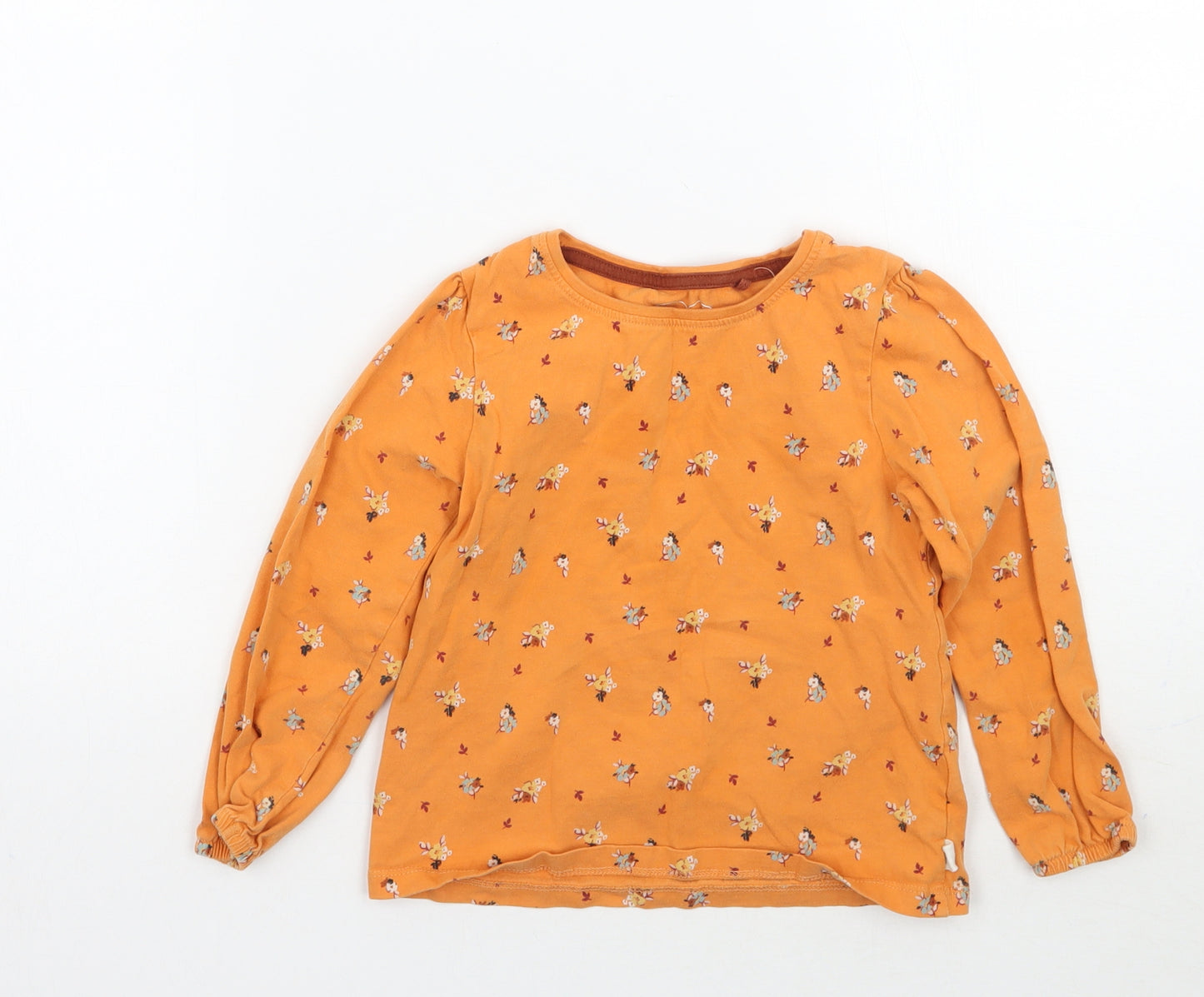 NEXT Girls Orange Floral  Basic T-Shirt Size 3-4 Years
