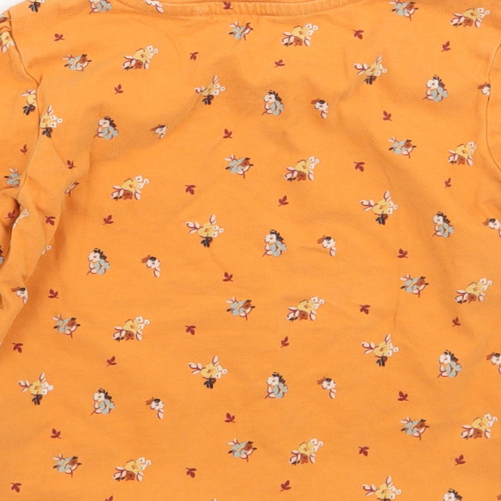 NEXT Girls Orange Floral  Basic T-Shirt Size 3-4 Years