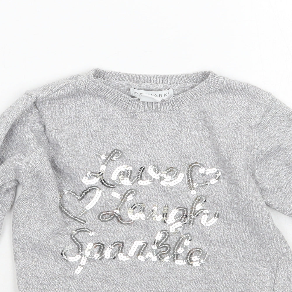 Primark Girls Grey   Pullover Jumper Size 4-5 Years