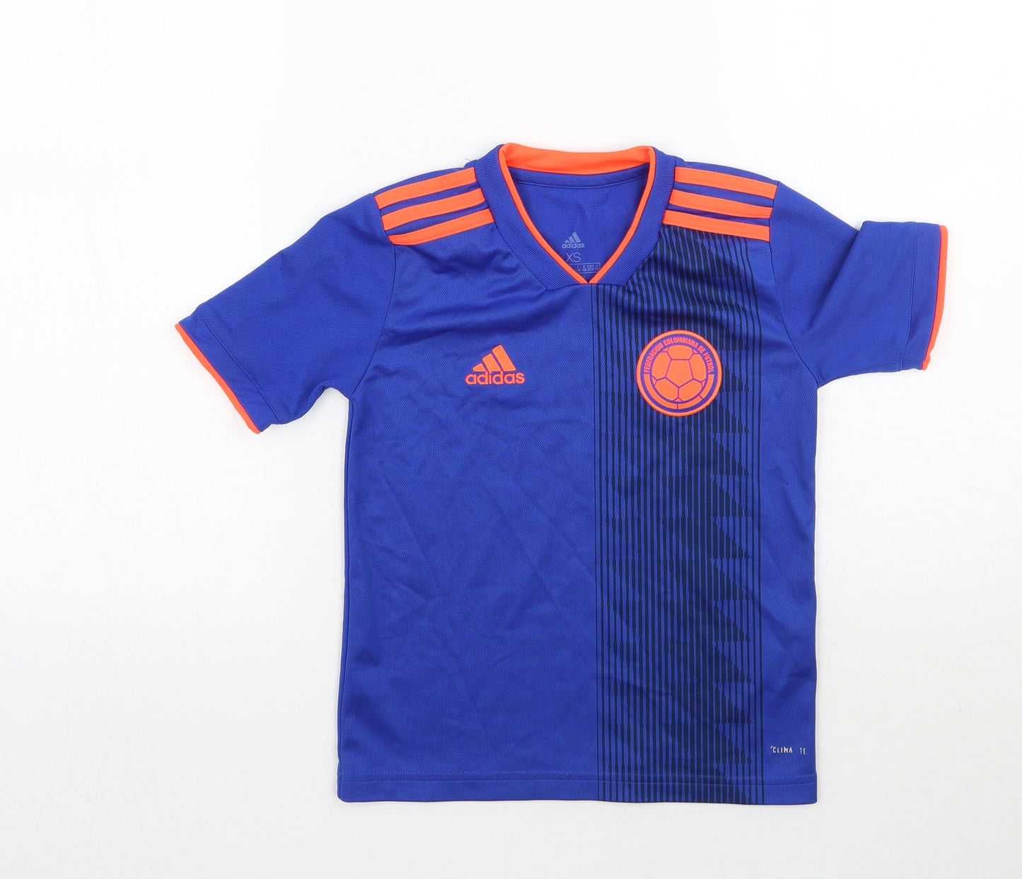 adidas Boys Blue   Basic T-Shirt Size 7-8 Years  - federacion colombriana de futbol
