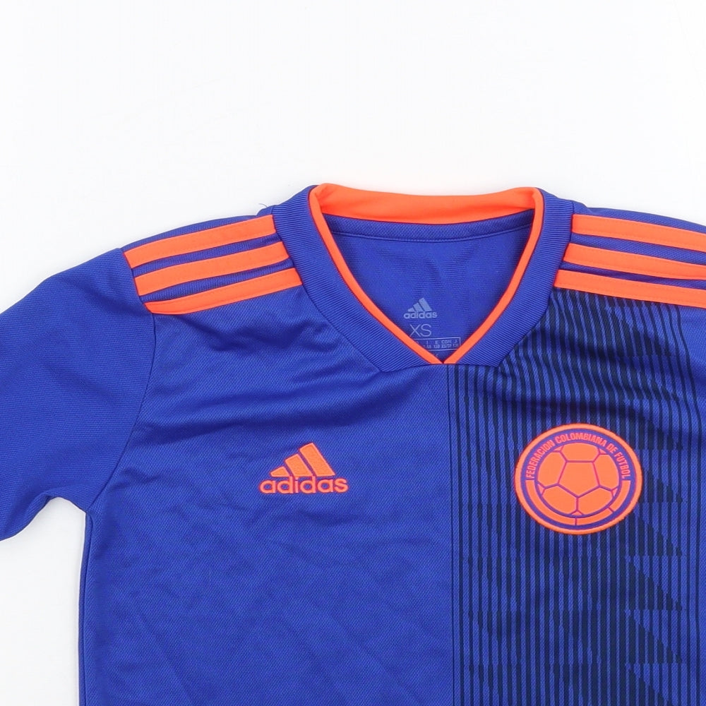 adidas Boys Blue   Basic T-Shirt Size 7-8 Years  - federacion colombriana de futbol