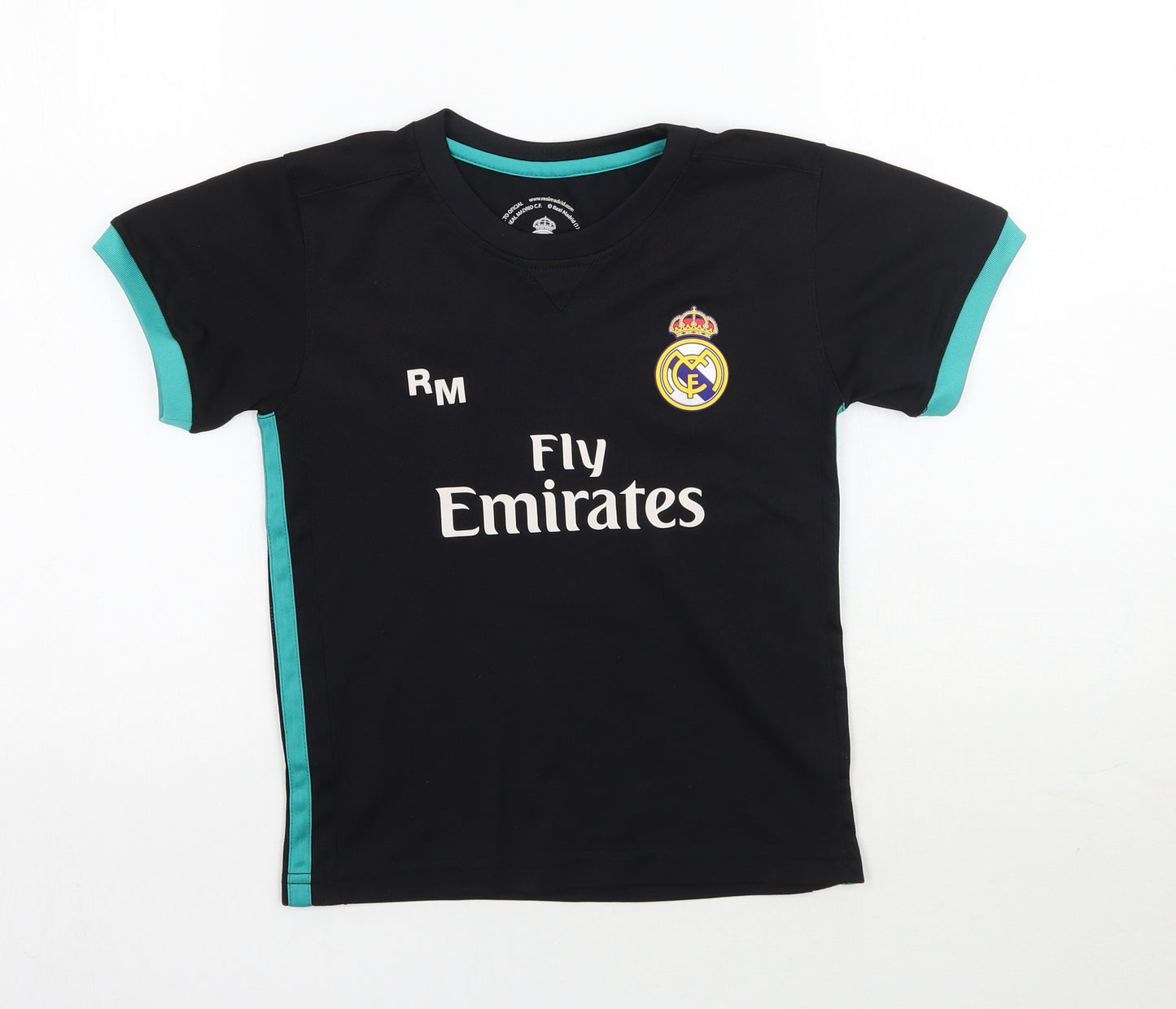 Real madrid Boys Black  Rayon Basic T-Shirt Size 6 Years