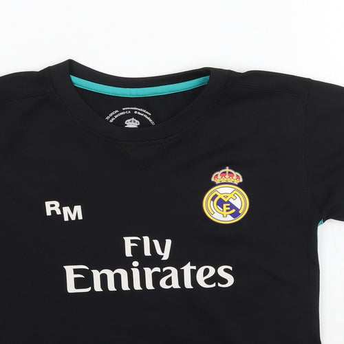 Real madrid Boys Black  Rayon Basic T-Shirt Size 6 Years