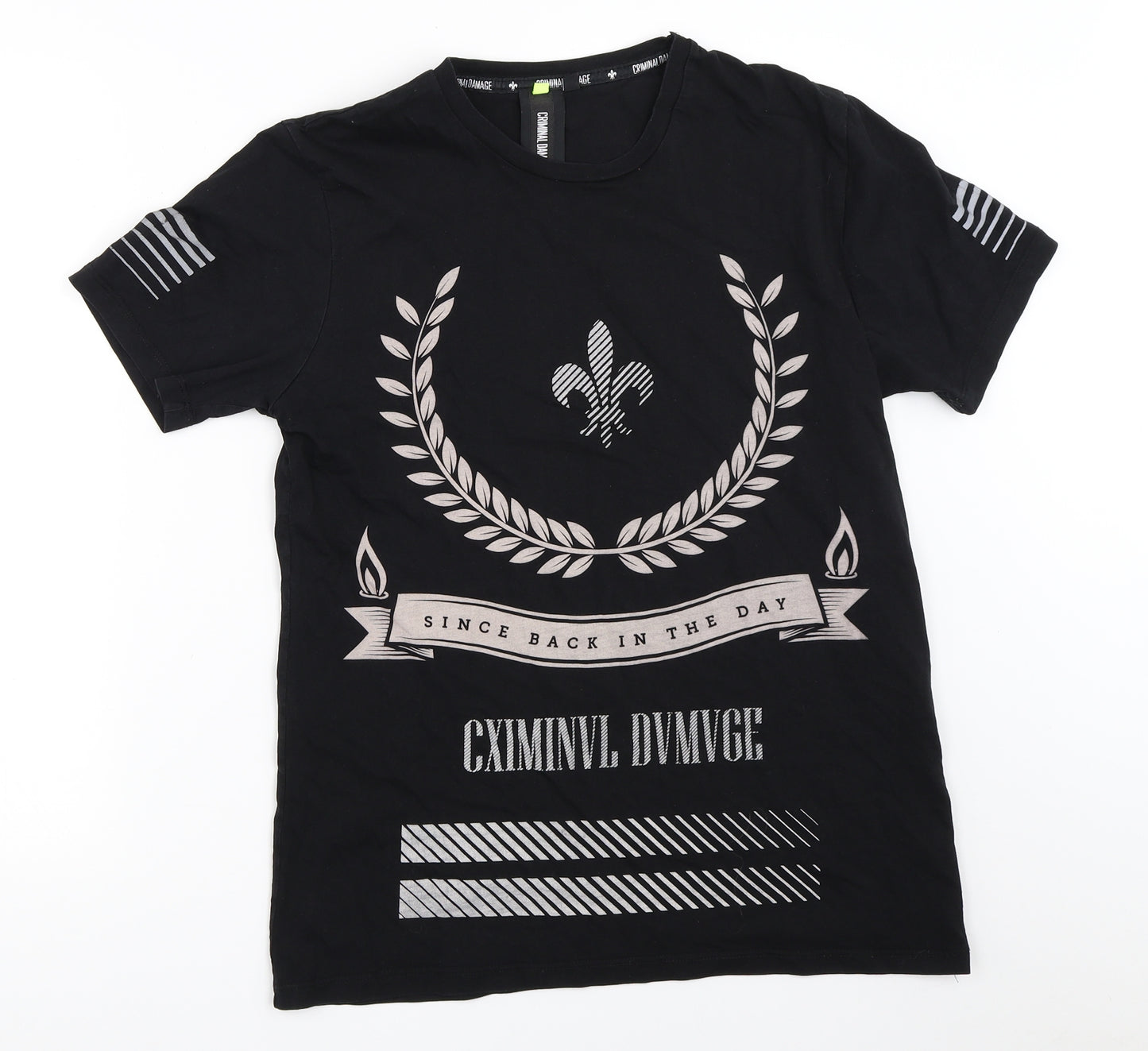 Criminal Damage Mens Black    T-Shirt Size S