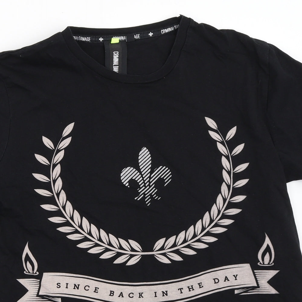 Criminal Damage Mens Black    T-Shirt Size S