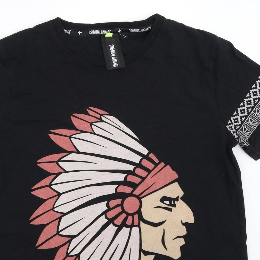 Criminal Damage Mens Black    T-Shirt Size S