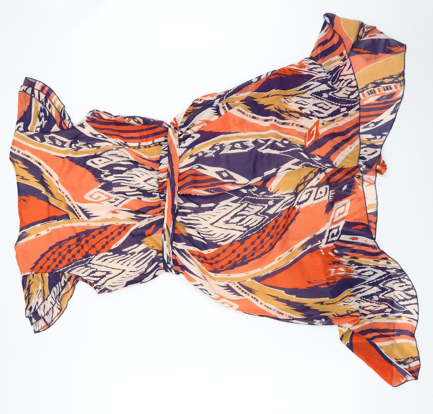 Papaya Womens Orange Geometric  Fit & Flare  Size 12