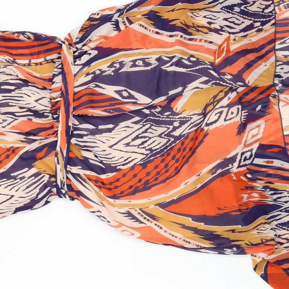 Papaya Womens Orange Geometric  Fit & Flare  Size 12