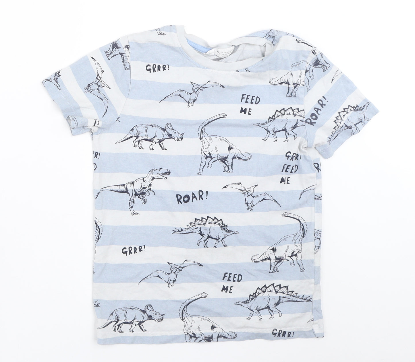 H&M Boys Blue Striped  Basic T-Shirt Size 9-10 Years