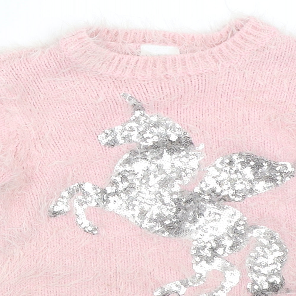 F&F Girls Pink   Pullover Jumper Size 8-9 Years