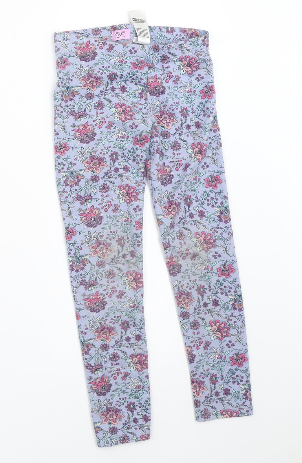 F&F Girls Black Floral  Capri Trousers Size 6-7 Years - leggings