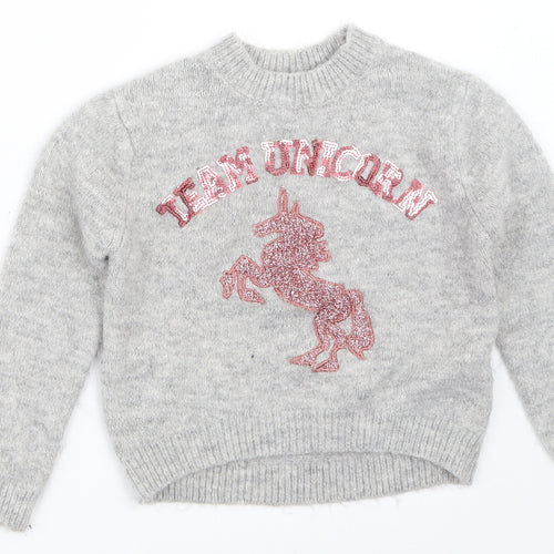 Primark Girls Grey   Pullover Jumper Size 7-8 Years