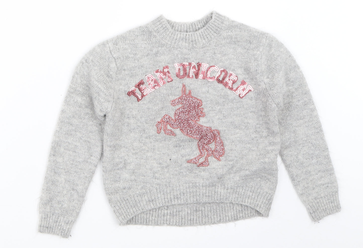 Primark Girls Grey   Pullover Jumper Size 7-8 Years