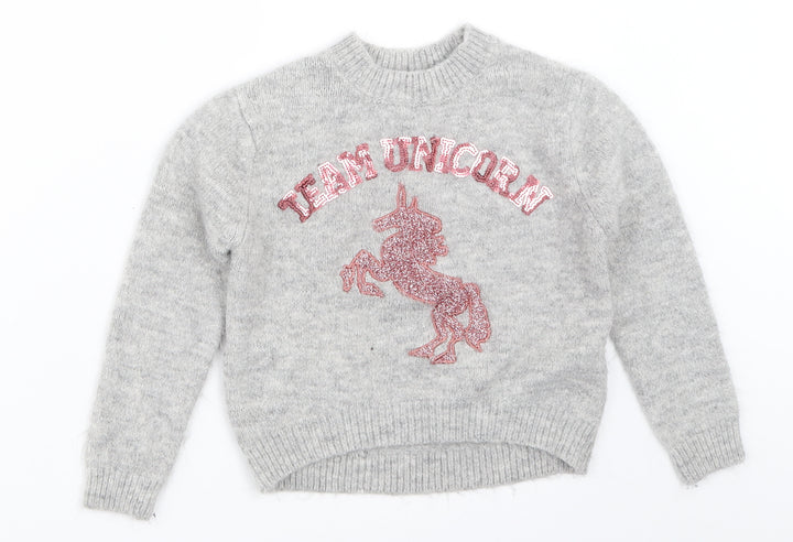 Primark Girls Grey   Pullover Jumper Size 7-8 Years