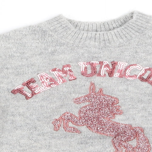 Primark Girls Grey   Pullover Jumper Size 7-8 Years