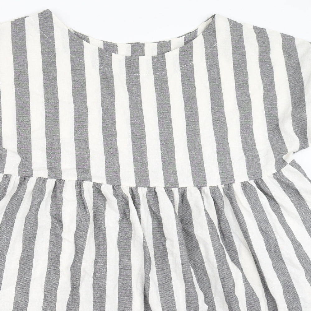 Boohoo Womens Grey Striped  Fit & Flare  Size 14