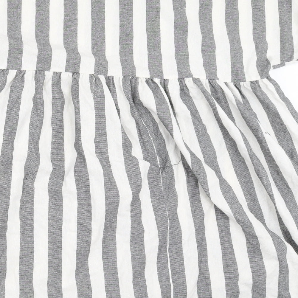 Boohoo Womens Grey Striped  Fit & Flare  Size 14