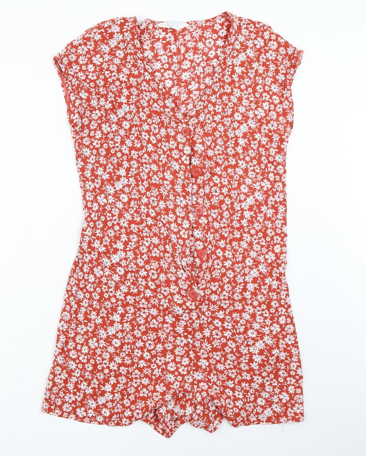 Primark Womens Orange Floral  Playsuit One-Piece Size 14