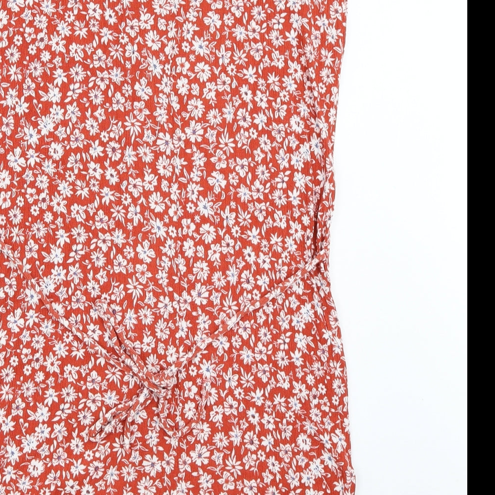 Primark Womens Orange Floral  Playsuit One-Piece Size 14
