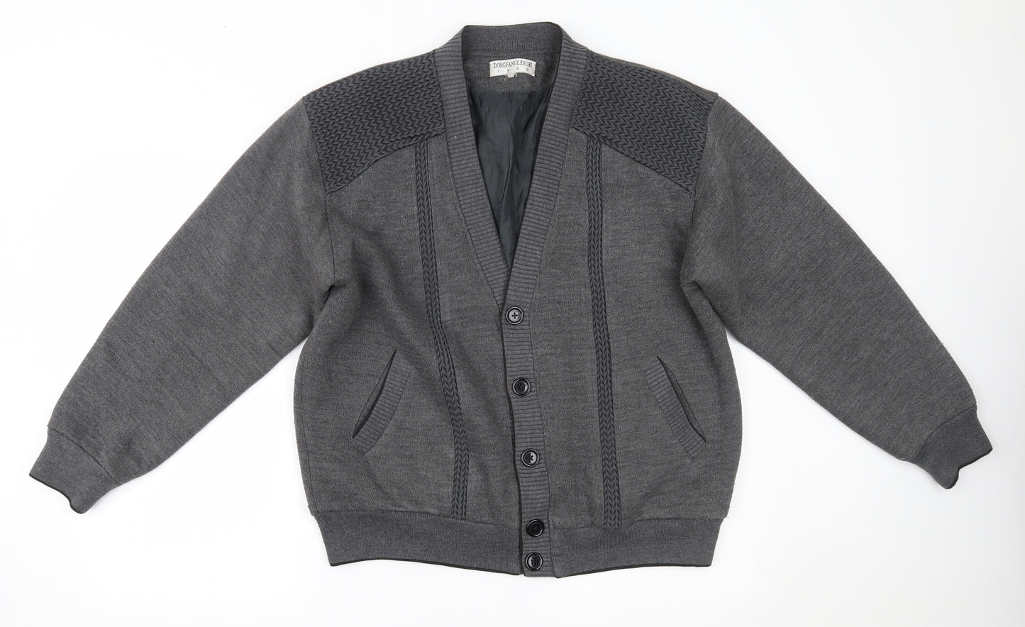 dongfangleichi Mens Grey   Cardigan Jumper Size L
