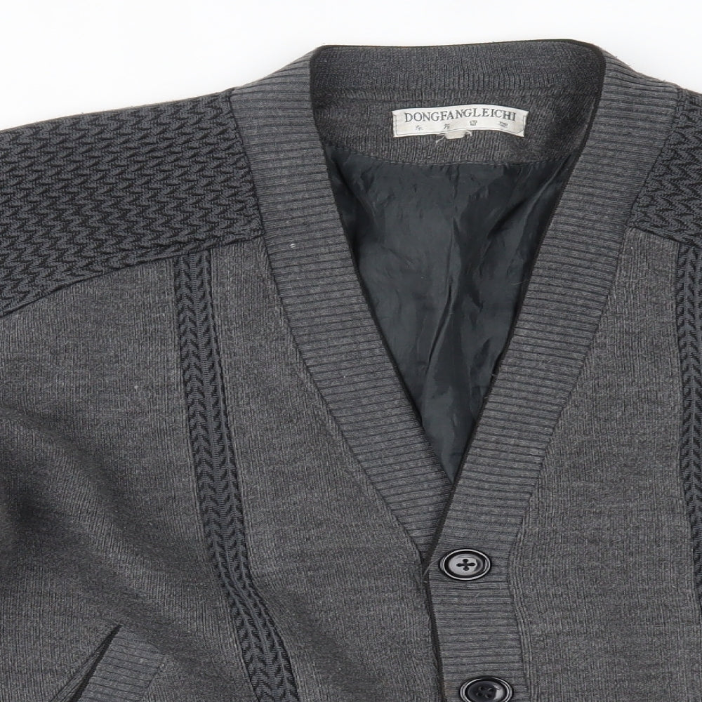 dongfangleichi Mens Grey   Cardigan Jumper Size L