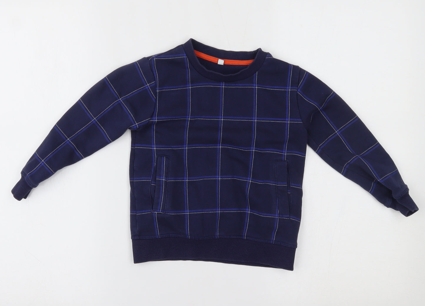 Marks and Spencer Boys Blue Plaid  Pullover Jumper Size 3-4 Years