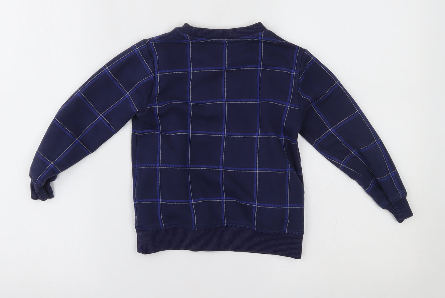 Marks and Spencer Boys Blue Plaid  Pullover Jumper Size 3-4 Years