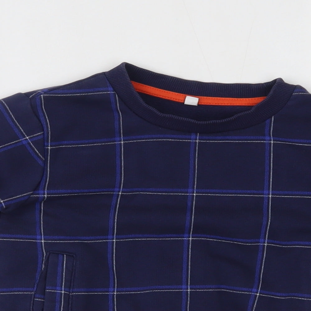 Marks and Spencer Boys Blue Plaid  Pullover Jumper Size 3-4 Years