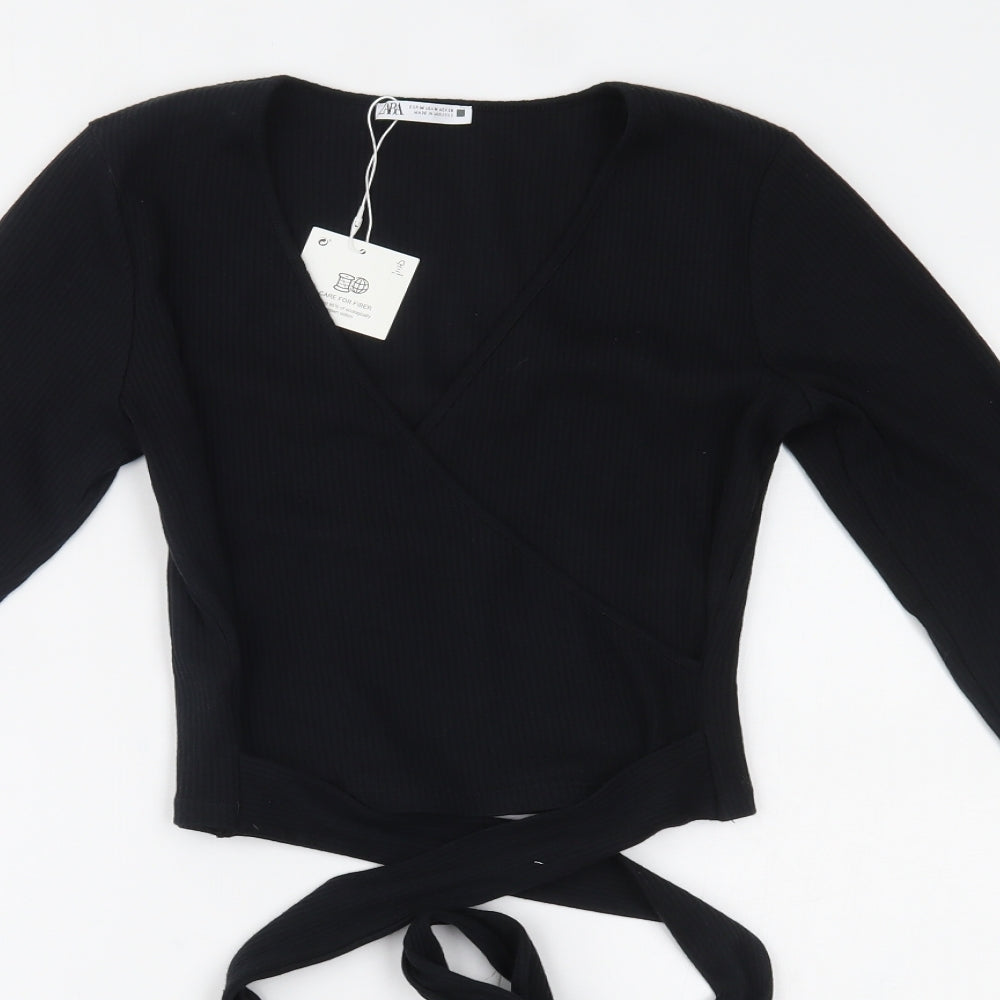 Zara Womens Black   Cropped Blouse Size M