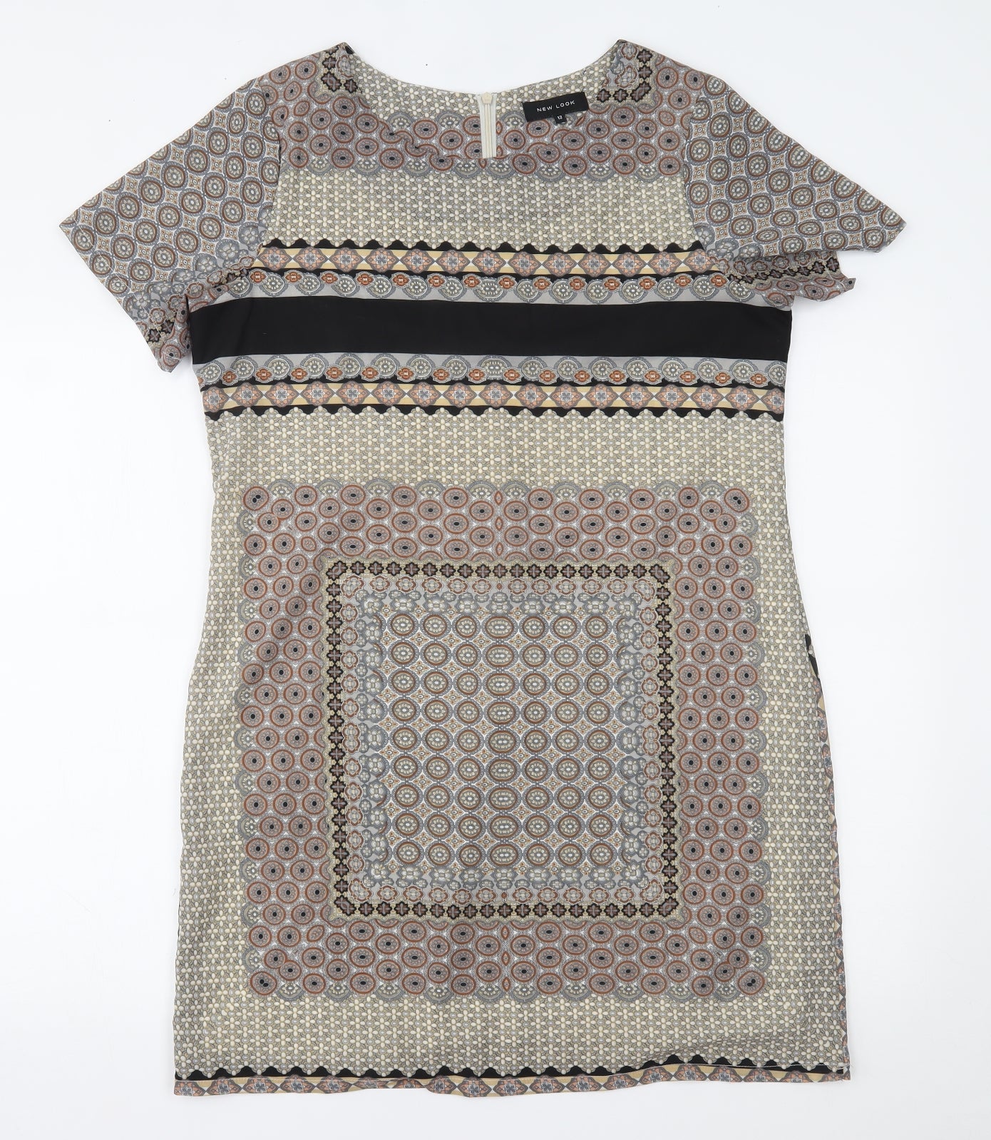 New Look Womens Multicoloured Geometric  T-Shirt Dress  Size 12
