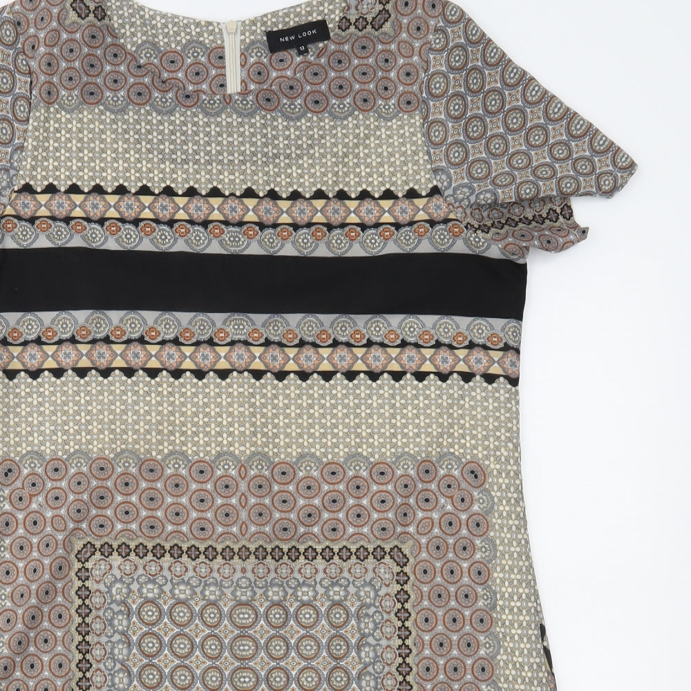 New Look Womens Multicoloured Geometric  T-Shirt Dress  Size 12