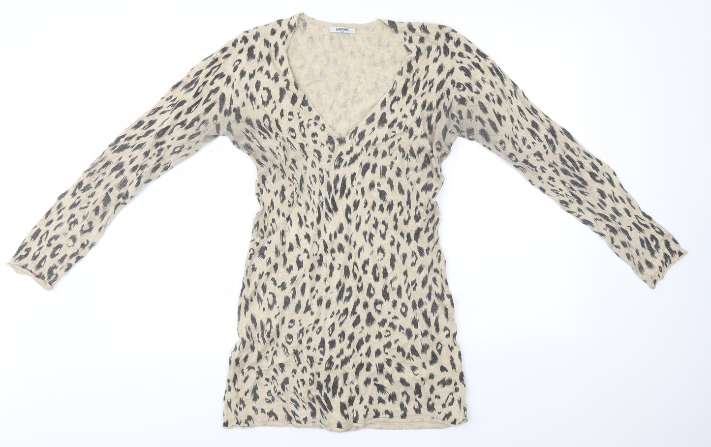 Suncoo Womens Beige Animal Print  Jumper Dress  Size M